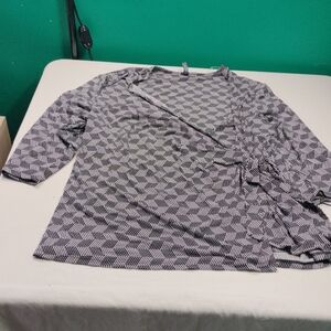 NWT Massini Black and White Chevron Blouse Size 3X